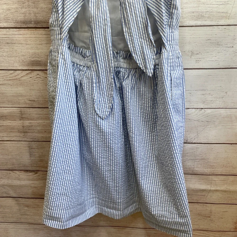 J‎ CREW BLUE AND WHITE SEERSUCKER APRON DRESS